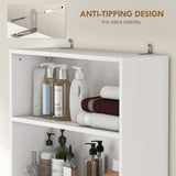 Over The Toilet Storage Cabinet, Freestanding 4-Tier Bathroom Organizer with Adjustable Shelf and 2 Doors