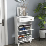 Slim Shoe Storage with 2 Flip Drawers and Adjustable Shelves Shoe Cabinet Organizer for 8 Pair
