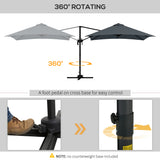 10x10ft Cantilever Umbrella Rotatable Square Market Parasol, 4 Adjustable Angle for Outdoor Backyard Patio Dark