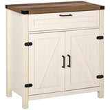 Armoire de cuisine de style ferme, buffet-bahut avec 2 portes coulissantes rustiques et un tiroir