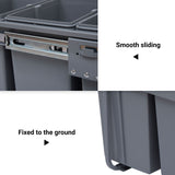 Poubelle coulissante sous évier, 40 L (10,6 gallons) avec 3 compartiments amovibles