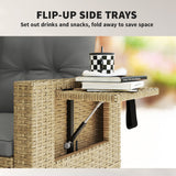 Wicker Outdoor Sofa with Side Trays