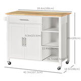 Wooden Rolling Kitchen Island on 360° Swivel Wheels Dining Cart with Drawer