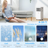 10000 BTU Portable Air Conditioner with Fan & Dehumidifier Mode, 24-Hour Timer