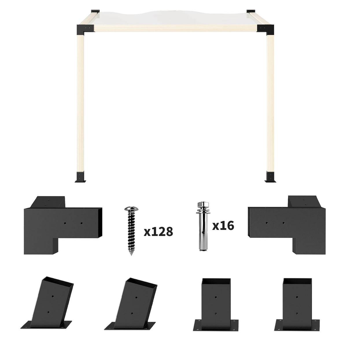 Pergola Kit, 15° Slanted Pergola Bracket Kit with 3-Way Brackets, Wall Mounts for 3.6