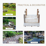 5FT Wood Garden Bridge Outdoor Decorative Landscape Side Rails Backyard Moon Bridge Park Decor Natural Wood