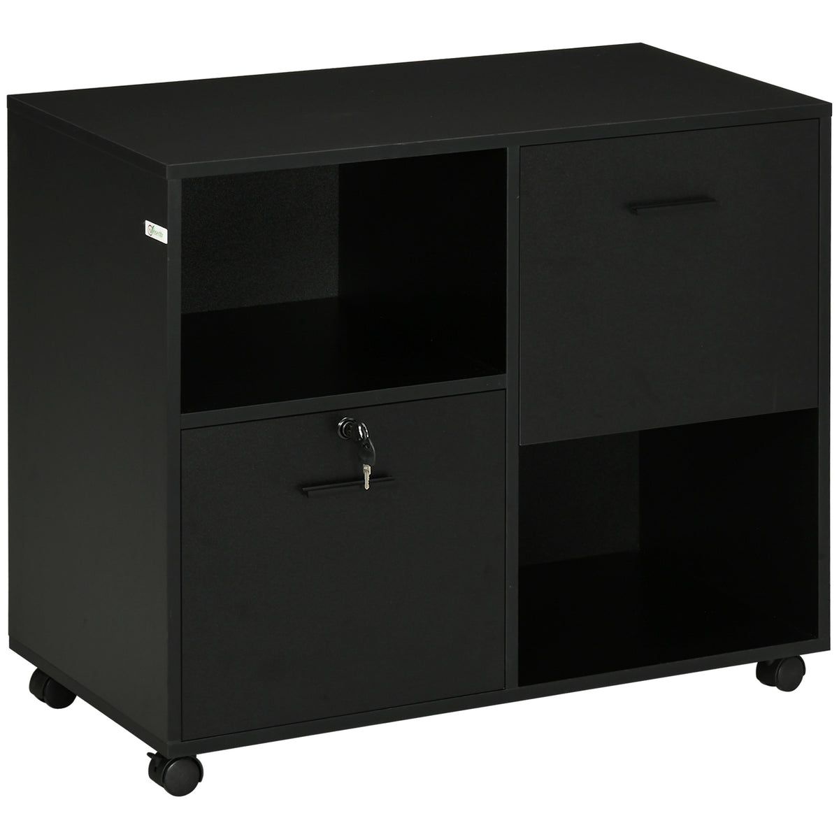 Mobile Printer Stand, Lateral File Cabinet with Lock, Filing Cabinet with Hanging Bars for Letter, A4 Size