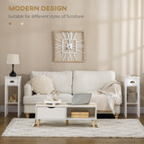 2 Tier Side Table, Narrow Tall End Table with Drawer and Shelf, Slim Wooden Nightstand for Living Room
