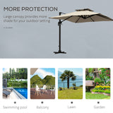10ft Square Cantilever Patio Umbrella, 360° Rotating Overhanging Umbrella with Cross Base