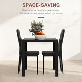Ensemble de cuisine rectangulaire 3 pièces avec table en verre et chaises avec cadre en métal et rembourrage en similicuir pour salle à manger