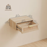 Floating Bedside Tables Set of 2, Wall Mounted Nightstands with Rattan Drawer and Wood Effect