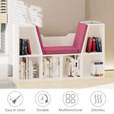 6-Cubby Bookcase with Seat Cushion, Cube Storage Shelf with Reading Nook for Home Office