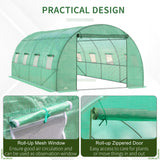 Walk-in Tunnel Greenhouse, 19 x 10 x 6.6 ft Hoop House with Zipped Roll-Up Door, 8 Mesh Windows, Wind Resistance Level 4