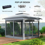 12' x 12' Pop Up Canopy Sun Shade Instant Tent Folding with Mesh Sidewalls