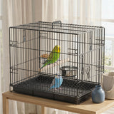 Bird Cage Portable w/ Slide-Out Tray Travel Cage for Parakeets w/ Perch & Food Bowls