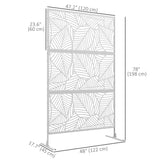 Paravent décoratif extérieur 6,5FT, écran de confidentialité en métal avec support, style grande feuille