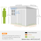 Remise de rangement extérieure en acier galvanisé 8,5' x 6', Portes larges verrouillables et bouches de ventilation