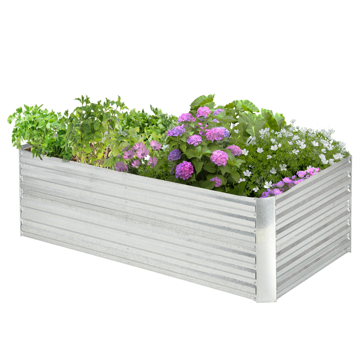 Galvanized Raised Garden Bed, Steel Outdoor Planters with Reinforced Rods, 71