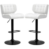 Swivel PU Leather Barstools Set of 2 Adjustable Bar Stools with Footrest Back for Kitchen Counter Dining Room