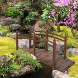 Pont de jardin en sapin 7,5' arc promenade rampes latérales