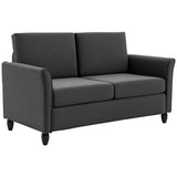 2-Seat Sofa Two-Seater Couch with Armrests and Wood Legs for Living Room