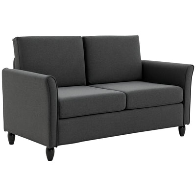 2-Seat Sofa Two-Seater Couch with Armrests and Wood Legs for Living Room