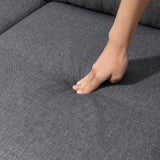 L-shaped Sofa, 3 Seater Couch with Ottoman, Corner Sofa with Thick Padded Cushion and Wood Legs