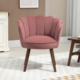 Modern Vanity Chair, Velvet-feel Fabric Leisure Accent Chair with Wood Legs for Living Room