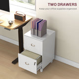 2-Drawer Small Filing Cabinet Lockable Home Office Storage Cabinet with Adjustable Hanging Bars for A4 Letter