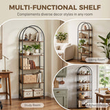 Bookshelf 5 Tier Arched Bookcase, 73.2