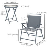 3 Pieces Outdoor Bistro Set, Folding Patio Table and Chairs with Tempered Glass Tabletop for Garden