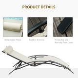 Patio Lounge Chair, Aluminum Reclining Outdoor Tanning Chair with 5-Level Adjustable Backrest, Head Pillow and Breathable Mesh Fabric