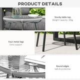 Rattan Side Table, with Round PE Rattan and Tempered Glass Table Top for Patio