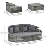 4 Pieces Patio PE Wicker Round Daybed