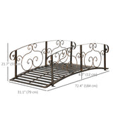 6FT Steel Garden Bridge with Safety Siderails