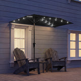 Half Outdoor Patio Umbrella with Solar LED Lights Half Umbrella with Crank