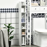 Meuble Colonne Salle de Bain Autoportant, Meuble de Rangement Étroit avec Étagères et Placards pour Salle de Bain