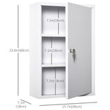Armoire à pharmacie murale 3 niveaux en acier pour salle de bain, verrouillable avec 2 clés