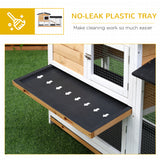 2-tier Wood Rabbit Hutch Backyard Bunny Cage Small Animal House w/ Ramp and Outdoor Run