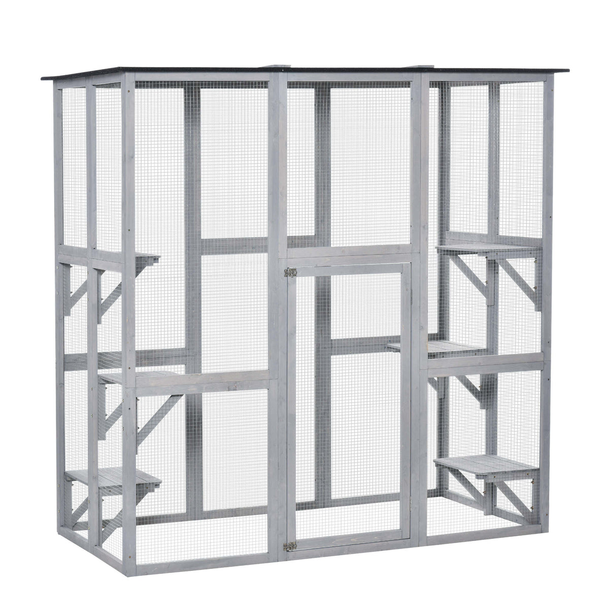 Large Outdoor Catio Enclosure, Wooden Cat Patio Cage with 6 Balanced Platforms, 71