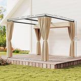 10' x 10' Retractable Pergola Canopy with Sidewalls, Metal Outdoor Gazebo Sun Shade Shelter