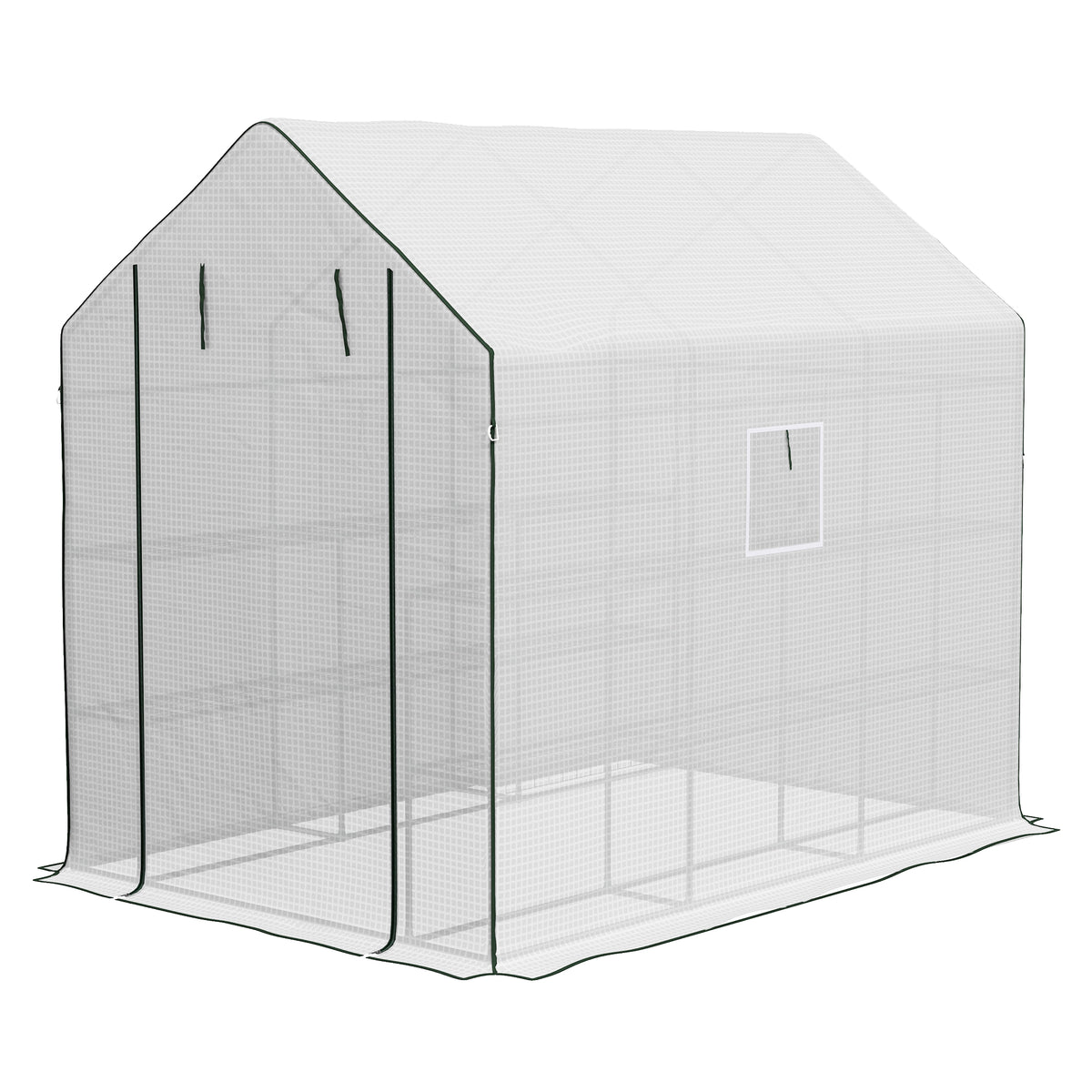 Serre accessible avec 3 étages, serre de jardin avec porte relevable et fenêtres à mailles, 140 x 213 x 190 cm