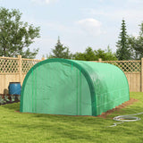 Serre tunnel améliorée 19,5' x 10' x 6,5' avec porte et fenêtres à mailles, 15 étiquettes de plantes et gants