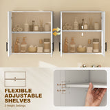 Simple Medicine Cabinet Wall Mounted, Bathroom Wall Cabinet with 2 Doors and Adjustable Shelf Storage