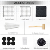 Small Animal Cage with 16 Panels, Portable Metal Wire Pet Fence with Door