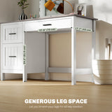 Computer Desk with 3 Drawers, Farmhouse Home Office Desk with File Drawer and Wood Grain Top for Small Spaces