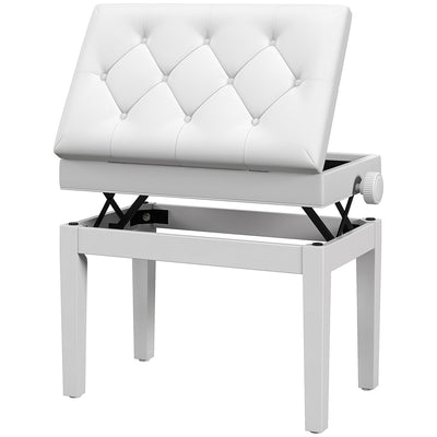 Banc de piano ajustable avec rangement et coussin en simili-cuir PU doux