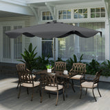 Solar Patio Umbrella with LED and Tilt, Outdoor Market Table Umbrella Parasol with Crank, 10 x 10 ft