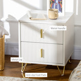 Bedside Table, Modern Nightstand with 2 Drawers, Side End Table with Metal Legs for Living Room