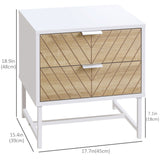 Modern Bedside Table with 2 Drawers and Steel Frame